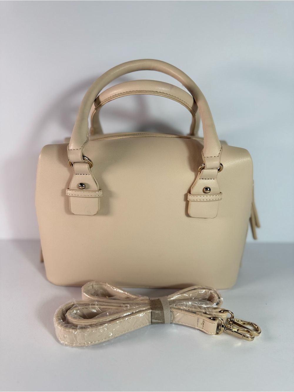 Forever 21 Cream Structured Satchel with Top Handles ( NEW WITH TAG )